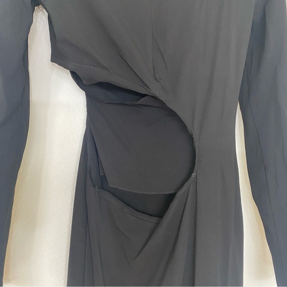 Zara Women's Black Mock Neck Long Sleeve Side Cutout Long Dress Size Medium LBD - Picture 8 of 16